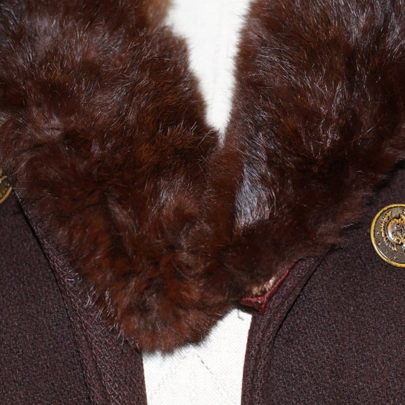 Roma XXVll Brown Fur Wool Coat - Picture 6 of 16